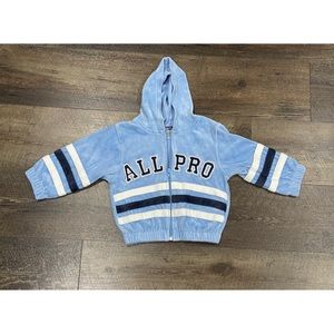 ✨Boys All Pro Baby Blue Velour Zip Up Hoodie Track Jacket